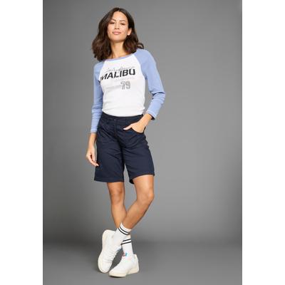 Bermudas KANGAROOS, Damen, Gr. 50, N-Gr, blau (marine), Web, Obermaterial: 100% Baumwolle, unifarben, casual, schmal kurz, Hosen Shorts Strandshorts, krempelbar, Topseller Image
