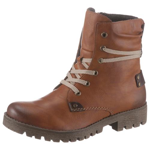 Schnürboots RIEKER Gr. 38 (5), braun (cognac-used) Damen Schuhe mit herausstechender Schnürung Bestseller