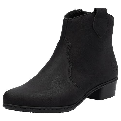 Westernstiefelette RIEKER Gr. 38, schwarz Damen Schuhe Stiefelette, Cowboyboots, Blockabsatz, mit Innenreißverschluss