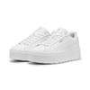 Sneaker PUMA "Karmen II Leather Sneakers Damen", Gr. 37.5, weiß (weiß silber metallic), Obermaterial: Kuhleder, Textil, Synthetik; Futter: Textil; Innensohle: Textil; Laufsohle: Gummi, Schuhe