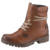 Schnürboots RIEKER, Damen, Gr. 43, braun (cognac, used), Lederimitat, used, klassisch, Schuhe, mit herausstechender Schnürung