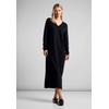 Midikleid STREET ONE, Damen, Gr. 34, EURO-Größen, schwarz, Stoff, 87% Viskose, 13% Polyester, unifarben, casual, comfort fit wadenlang, V-Ausschnitt, Langarm Bündchen, Kleider, in Unifarbe