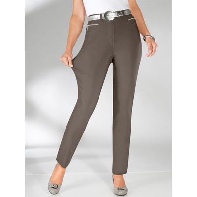 Stretch-Hose STEHMANN, Damen, Gr. 205, Extrakurzgrößen, grau (taupe), 72% Viskose, 25% Polyamid, 3% Elasthan, unifarben, lang, Hosen, Topseller Image