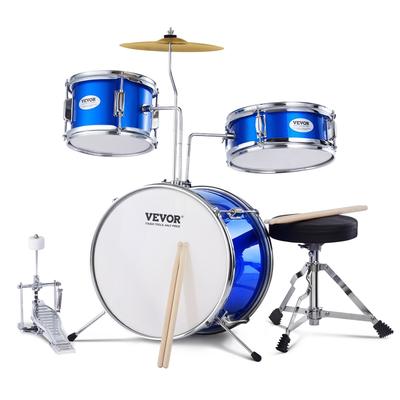 VEVOR Kids Drum Set, 3-Piece, 14 in Beginner Drum Set Starter Drum Kit for Child Kids, Blue - 14 in