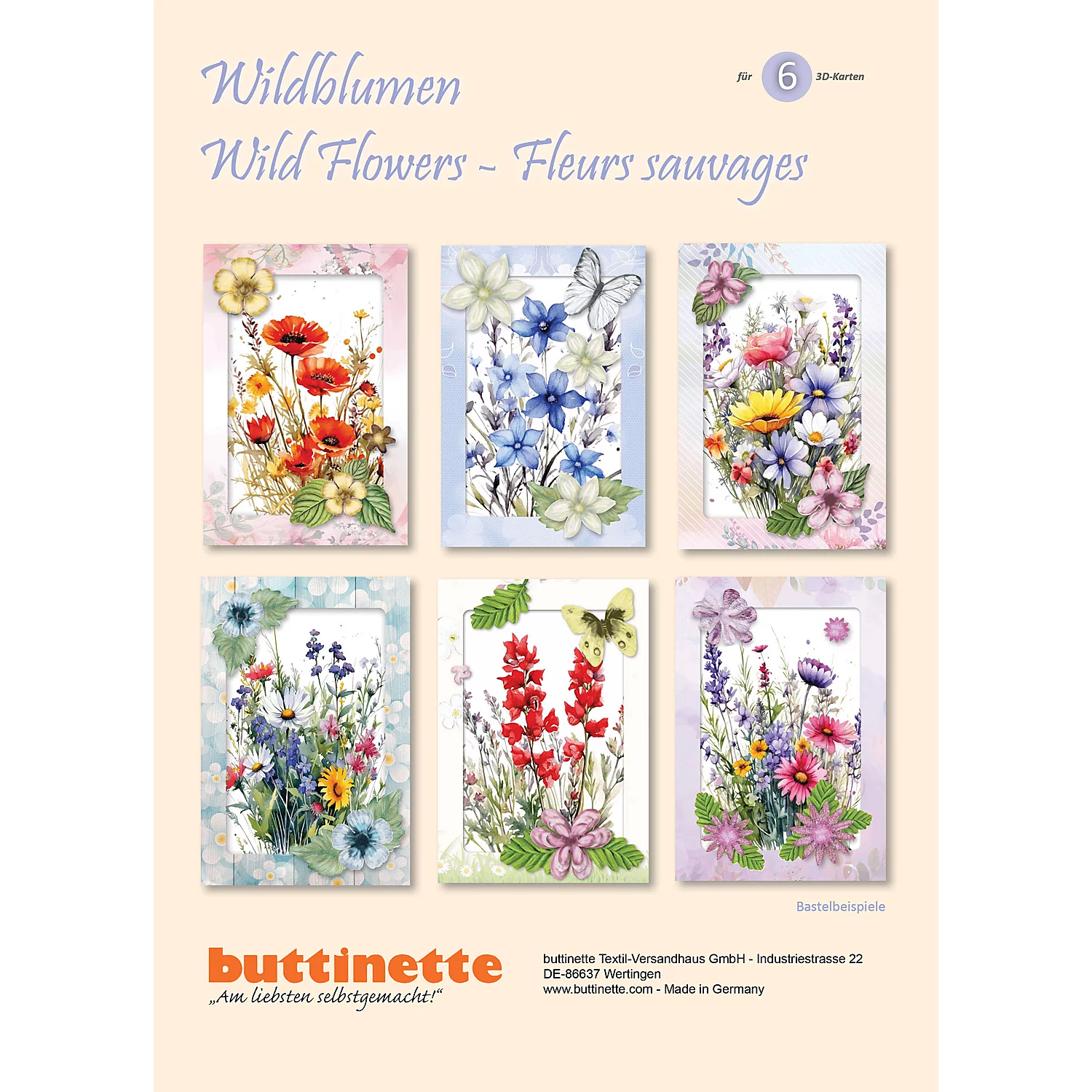 3D-Bastelmappe Wildblumen, für 6 Karten Image