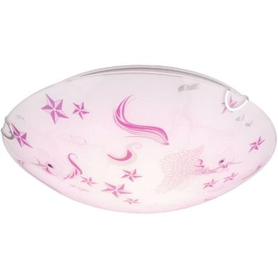 Globo - led Decken Leuchte rund Kinder Zimmer Beleuchtung Sterne Einhörner bordeaux rosa weiss Image