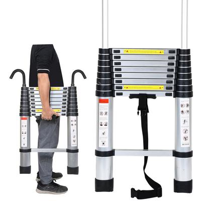Swanew Teleskopleiter Mit Haken Aluminium Stehleiter Silber Klappleiter 2.6m Image