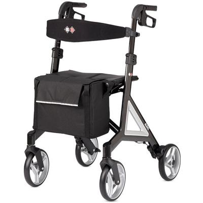 Rollator BISCHOFF & "Alevo Carbon" Rollatoren silberfarben faltbar – Ultra leicht Rollator aus Carbon mit abnehmbarer Tasche