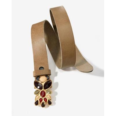 Boston Proper - Mushroom Neutral - Catania -Colored Gem Buckle Belt - Small