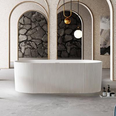 Randolph Morris Vertical 71 Inch Acrylic Fluted Freestanding Tub - Matte Black RMTW-7681-71-MB