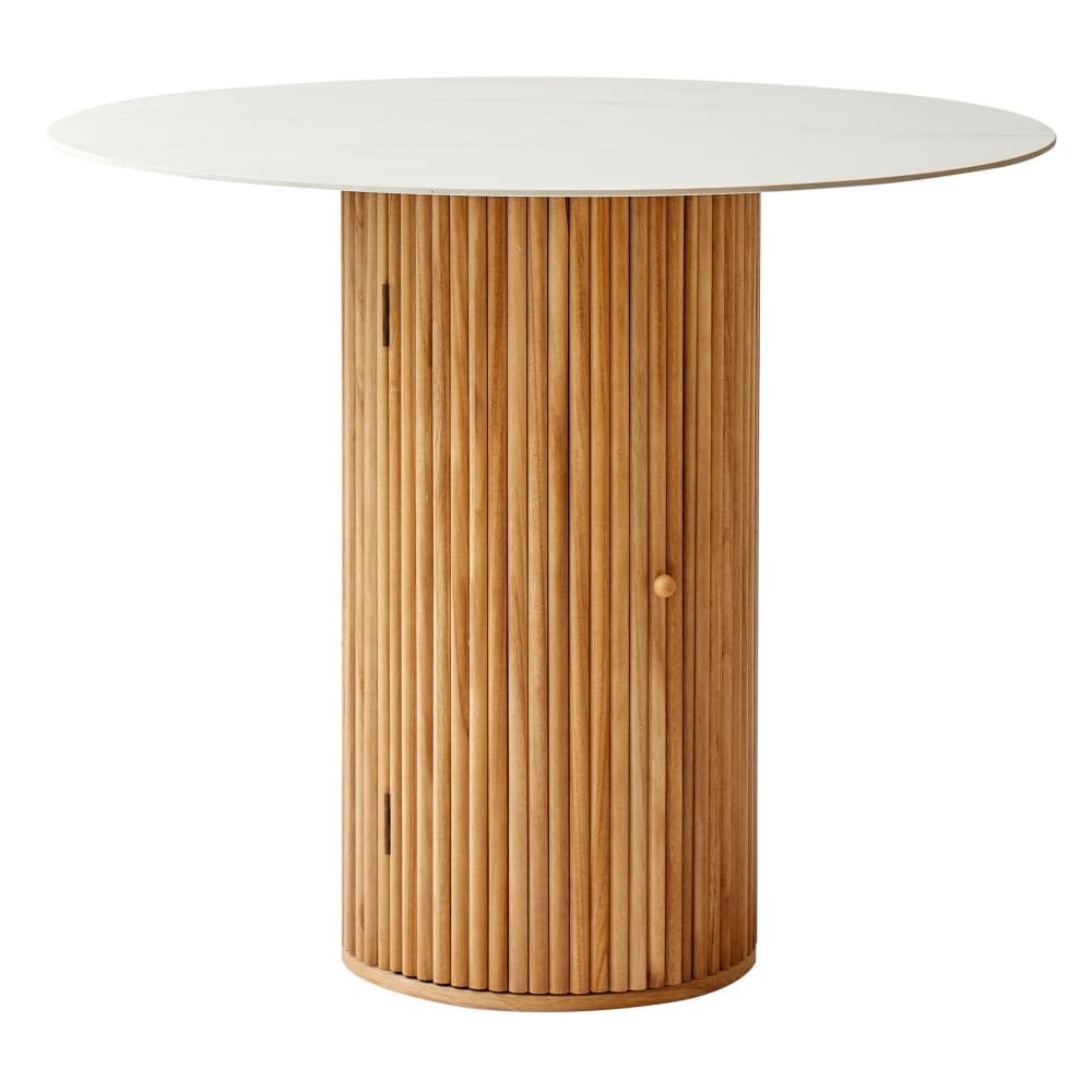 Table à manger en bois avec plateau effet marbre