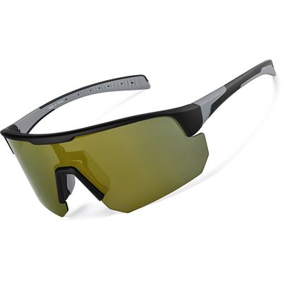 Zenni Sunglasses Half-Rim Black With Gold Mirror Plastic Frame