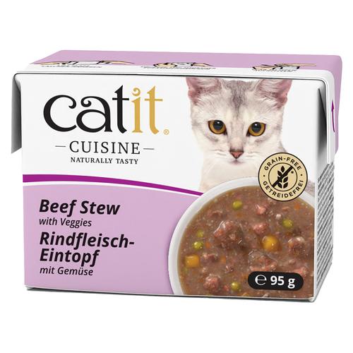 12x95g Catit Cuisine Eintopf Rind mit Gemüse Katzenfutter nass