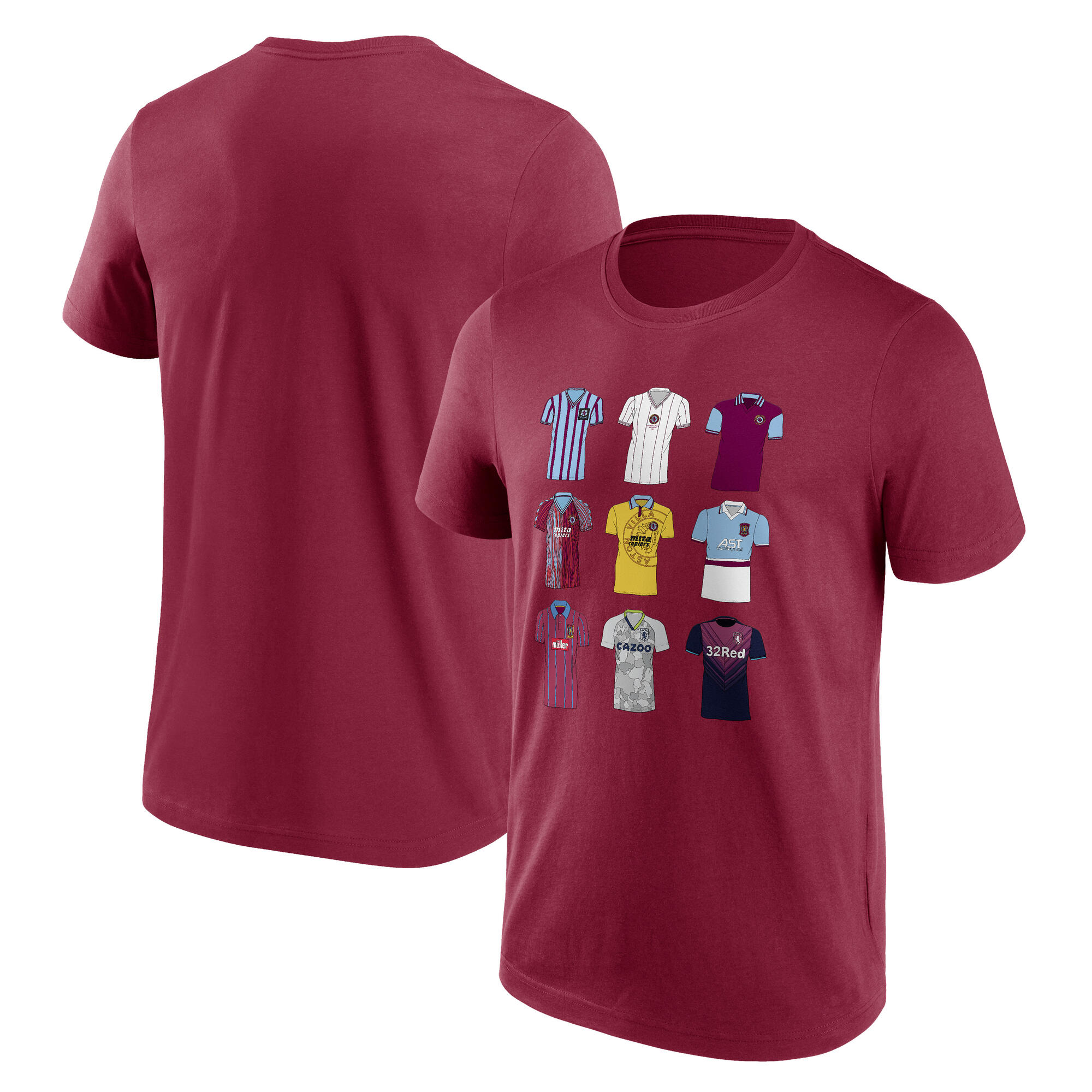 Aston Villa History of Kits Grafik SS T-Shirt – Weinrot – Herren Image