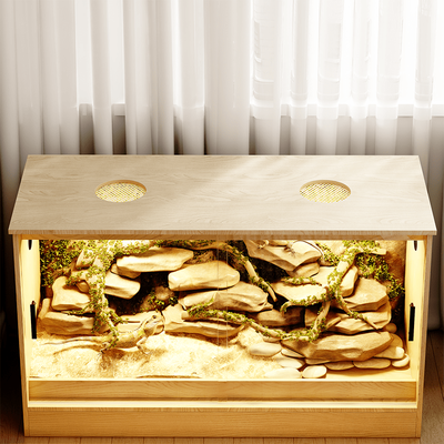 TEMU Reptile Terrarium Tank Lizard Tank Bearded Dragon Tank With Sliding Door, Snake Tank With 4 Ventilation Holes