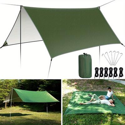 TEMU Cosansys Hammock Rain Fly Tent Tarp 300 X 300cm - Pu3000mm-anti-uv, Lightweight Waterproof Camping Shelter For Outdoor, Travel, Sunshade, Rain, Hammock - Poles Not Included Image