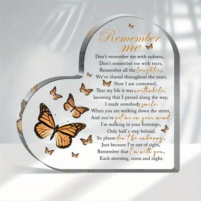 TEMU Crylic Heart Shape Memorial Bereavement Gift Paperweight Remembrance Decorations Funeral Grief Condolence Memorial Ornaments For Loss Of Loved 1 Of Mother Father Sympathy Gifts