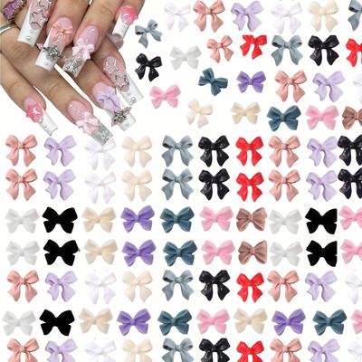 TEMU 1440 Pcs Bow Nail Charms Colorful 3d Kawaii Bowknot Charms For Nails Cute Resin Bow-knot Butterfly Nail Art Rhinestone And Gems For Women Girls Diy