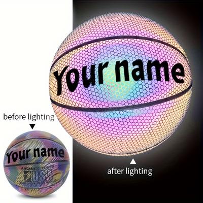 TEMU Custom Engraved No. 7 Basketball - Personalized Name & Logo, Reflective -style Ball For Men & Women - Perfect For Home Decor, Birthday, Anniversary, Wedding, Valentine's Day Gifts