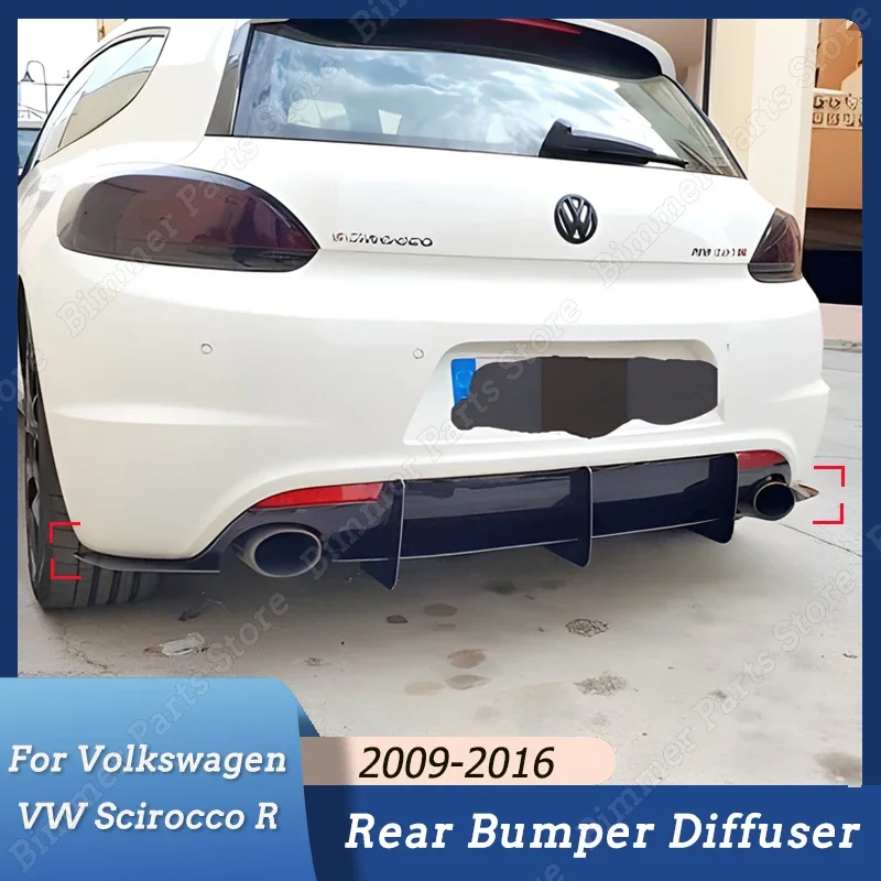 Auto paraurti posteriore labbro diffusore staffa di scarico Splitter Spoiler piastra Lip Trim accessori per Volkswagen VW Scirocco R 2009-2016