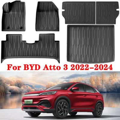 For BYD Atto 3 / YUAN PLUS 2025 2024 2023 TPE Floor Mats and Cargo Liner, All Weather Floor Liners