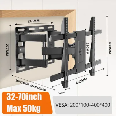 Wall Mount Full Motion for Most 32-70 inch TVs, Swivel TV Bracket with Dual Articulating Arms Tilt