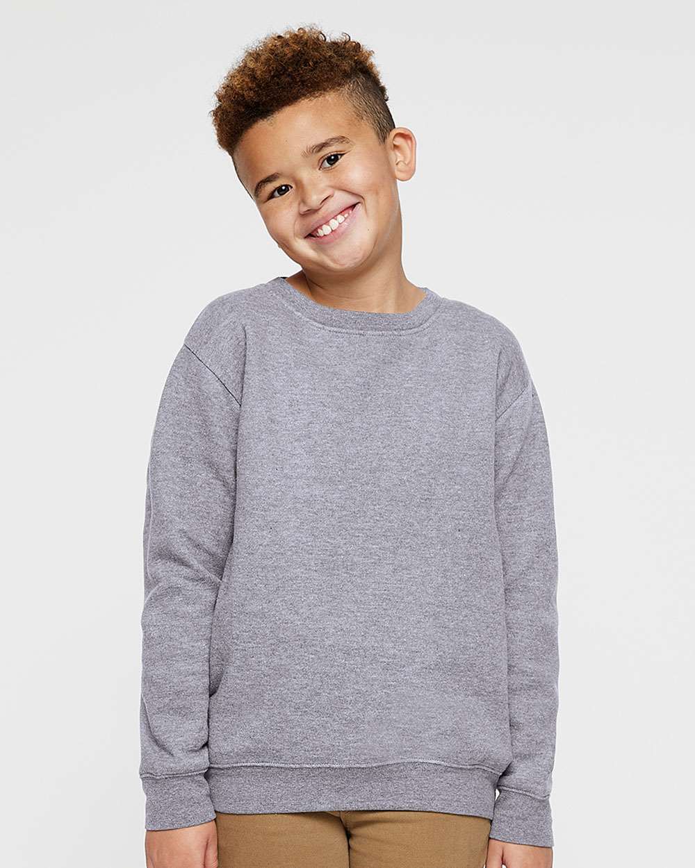 LAT L2225 Youth Fleece Sweatshirt in Heather size XS | Cotton/Polyester Blend 2225LA, 2225