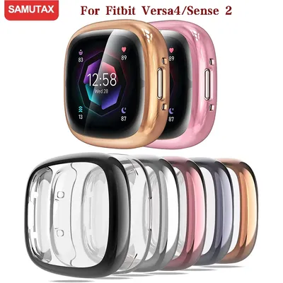 Displays chutz folie für Fitbit Versa 4/Sense 2 Gehäuse, voll weiche TPU-beschichtete Stoßstangen schutz abdeckung für Fitbit Sense 2/Fitbit versa 4