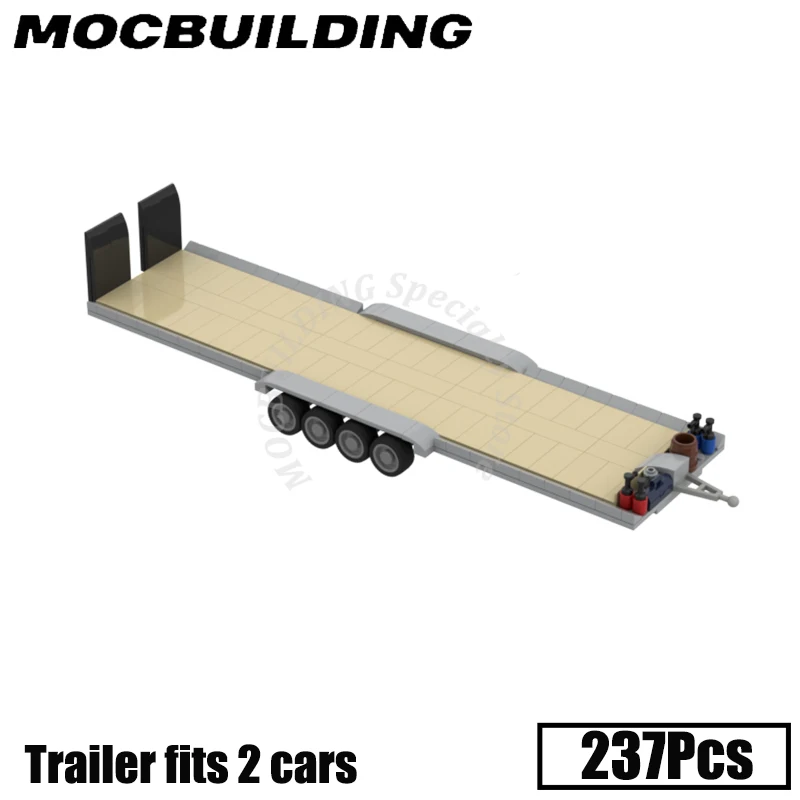 Universal Semi Trailer Stadt Auto Fahrzeug Lkw Low Loader Modell Display MOC Bausteine Ziegel Geschenk für Kinder Image