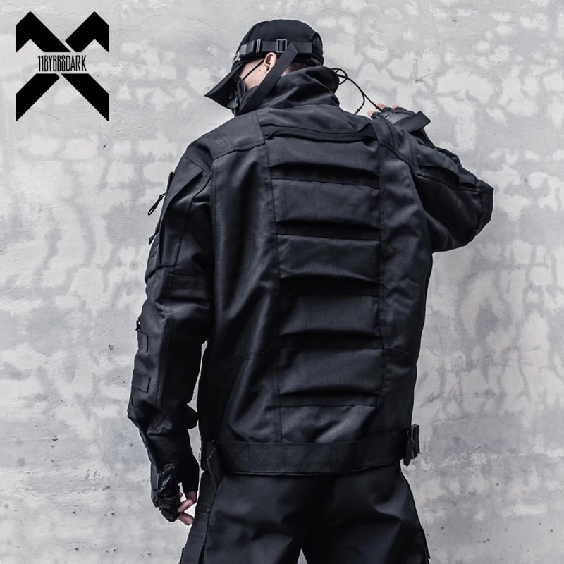 Schwarze taktische Bomber jacken Männer funktionale Multi-Taschen Jacke wasserdichte Wind jacke Hip Hop Streetwear Mantel Techwear