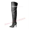 Weiß gewebte Oberschenkel hohe Stiefel Damen sexy Rücken hohle High Heels Stiefel spitzen Zehen Street Style Frauen Seite Reiß verschluss Freizeit schuhe