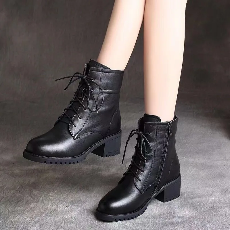 2024 hohe Qualität Damen Schuhe Seitlichem Reißverschluss frauen Stiefel Mode Kreuz-gebunden Moderne Stiefel Frauen Heißer Verkauf Plus größe Stiefeletten