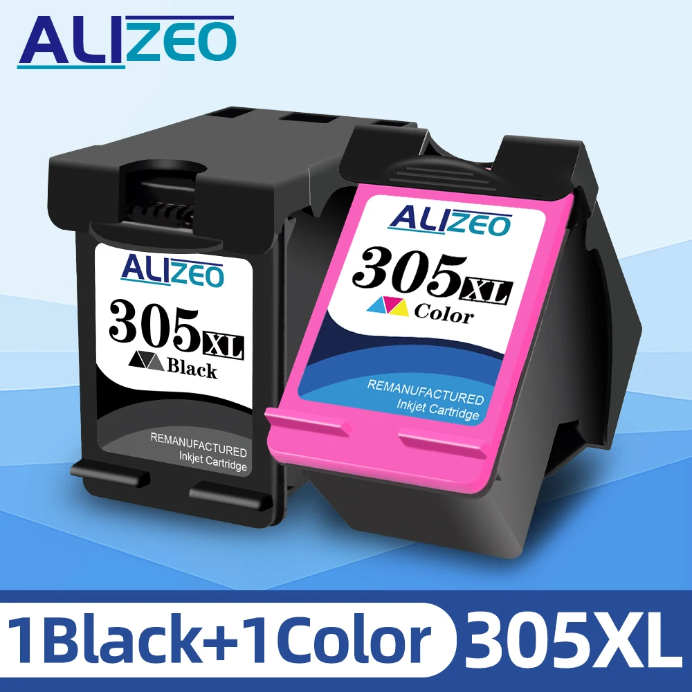 Alizeo 305 XL Tintenpatrone, wiederaufbereitet, für HP305 HP Deskjet ENVY Officejet 1210 1212 1215 1255 2300 2330 2331 2332 Drucker Image