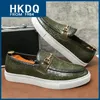 Hkdq england style grüne Herren Slipper Slipper Business Casual Lederschuhe Herren mode bequeme rutsch feste Mokassins für Herren