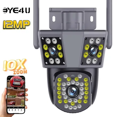 6k 12mp wifi Überwachungs kamera 10x Zoom drei Bildschirme Outdoor-Ptz-Cams Motion Tracking CCTV-Video überwachung 9mp Überwachungs kamera