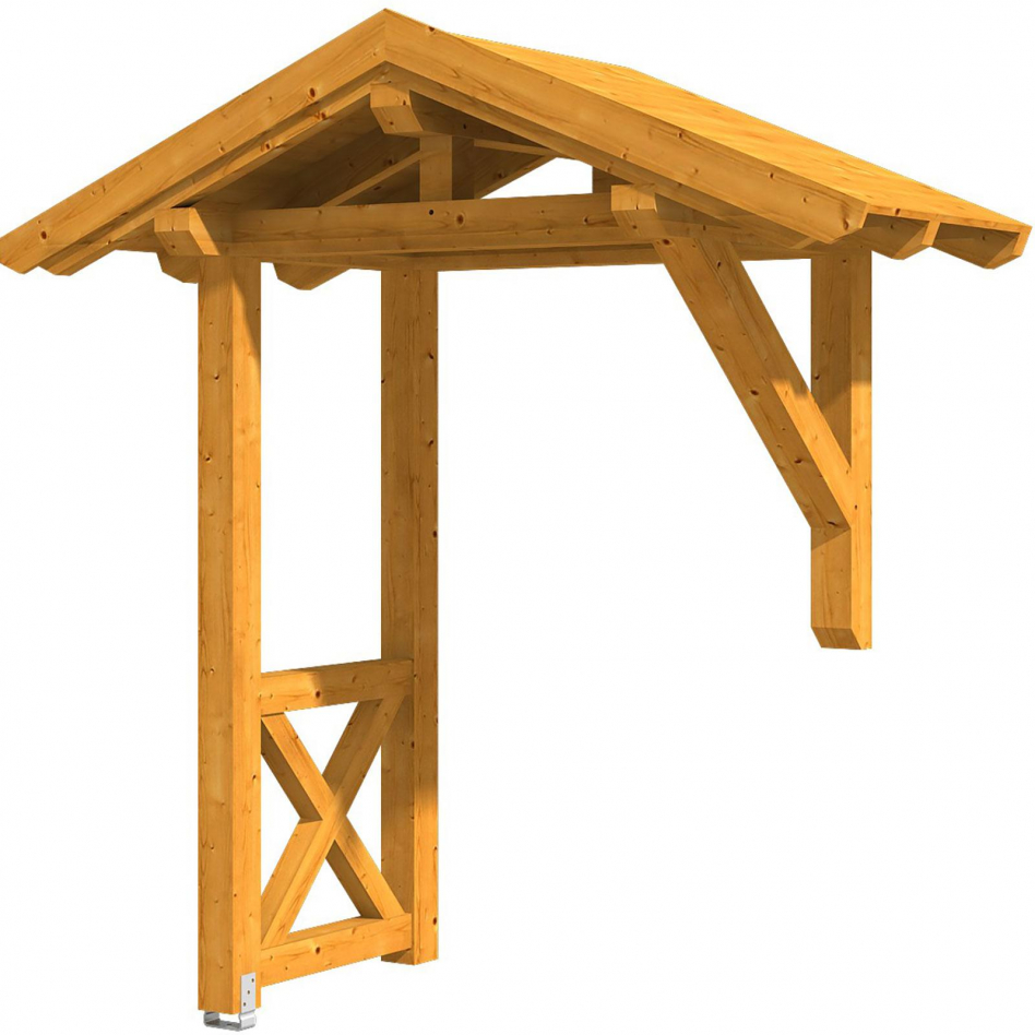 Skan Holz Vordach Siegen Dach mit Seitenteil Eiche Hell, Typ 3 Image