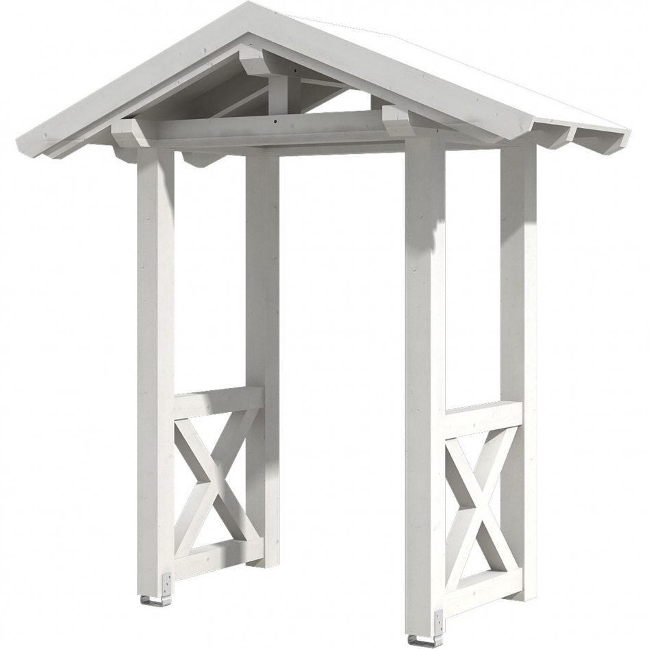 Skan Holz Vordach Siegen Dach mit Seitenteil Weiß, Typ 4 Image