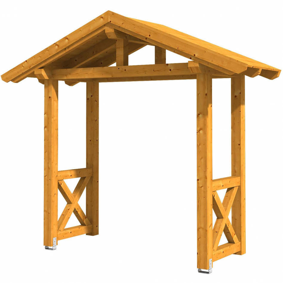 Skan Holz Vordach Stralsund Dach mit Seitenteil Eiche Hell, Typ 4 Image