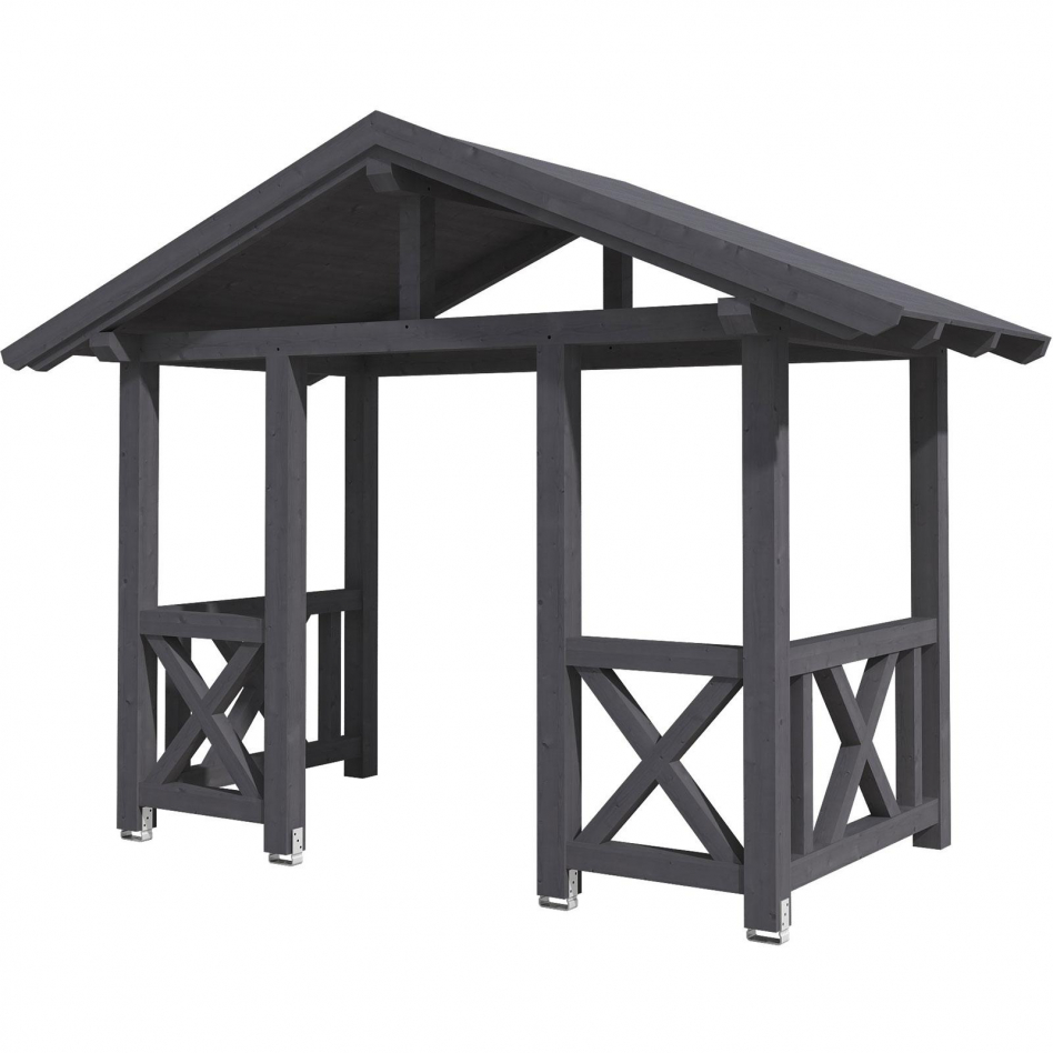 Skan Holz Vordach Stralsund Dach mit Brüstung Schiefergrau, Typ 7 Image