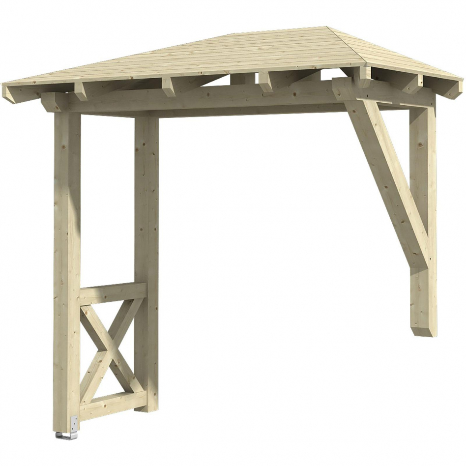 Skan Holz Vordach Wismar Dach mit Seitenteil Natur, Typ 3 Image