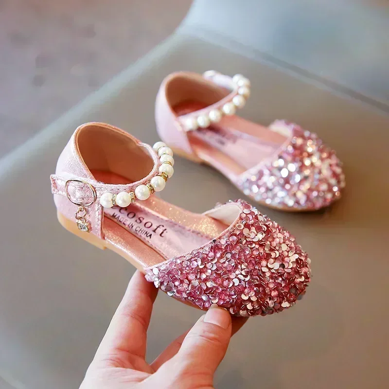 Sommer Herbst Mädchen Leder Schuhe Mode Pailletten Baby Mädchen Sandalen Kinder Prinzessin Schuhe Größe 21-35
