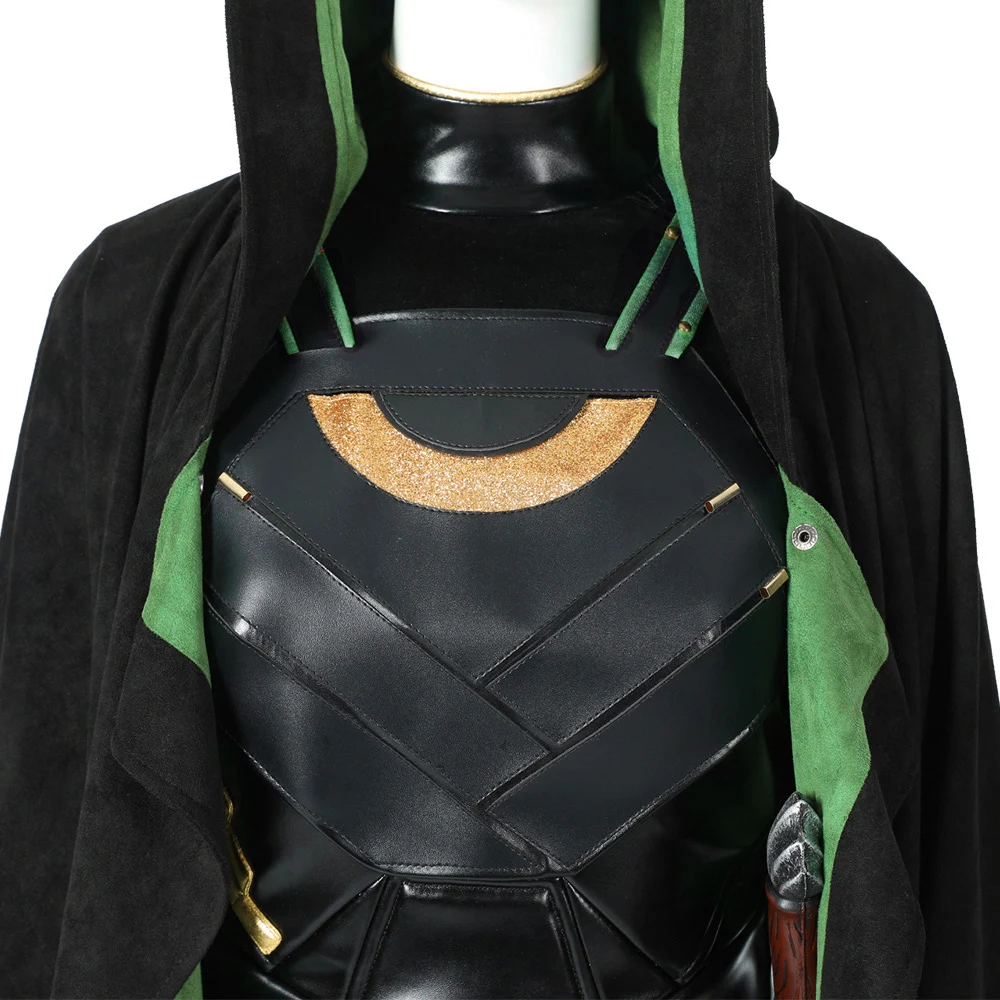 Neueste Dame Loki Sylvie Cosplay Rüstung Outfit Erwachsene Halloween Die Variante Kostüm Schlacht Weste Schwarz Cape Image
