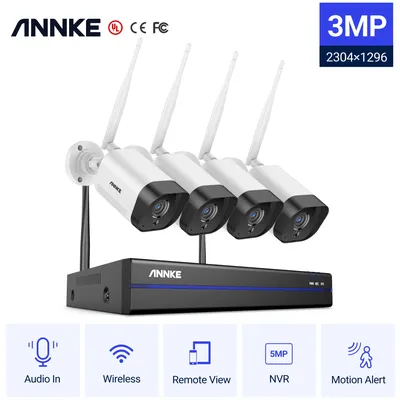ANNKE 3MP WiFi Video Überwachung System 5MP NVR 4X 3MP Ip Kamera Audio Aufnahme Sicherheit Kameras AI Erkennung CCTV Kameras kit