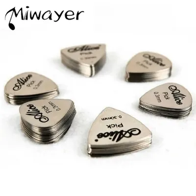 Alice 10Pcs Metall Gitarre Pick 0,3mm Dünne Langlebige Silber Farbe Professionelle Bass Ukulele Gitarre Picks Gitarre Verstärker Bass gitarre