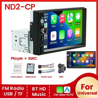 Autoradio multimídia auto motivo fm radio touchscreen auto stereo mp5 mp3 player carplay android auto bt aux usb 1din 1 din no dvd Image