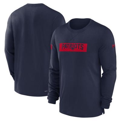 Nike New England Patriots Sideline Player Performance Langarm-T-Shirt für Herren, Marineblau Image