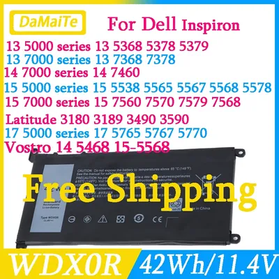 WDX0R 42Wh For DELL WDXOR Battery Inspiron 13 5368 5378 7368 14 7460 7472 5468 15 5538 5567 5568