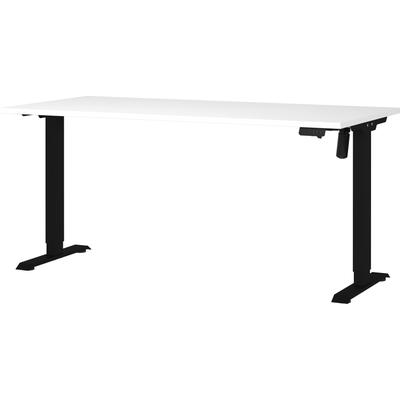 Schreibtisch GERMANIA "Boras, elektrisch höhenverstellbar", schwarz-weiß (weiß, schwarz, schwarz, weiß), B:160cm H:120cm T:80cm, Tische, Breite 120/140/160 cm, Metallgestell, Made in Germany Image