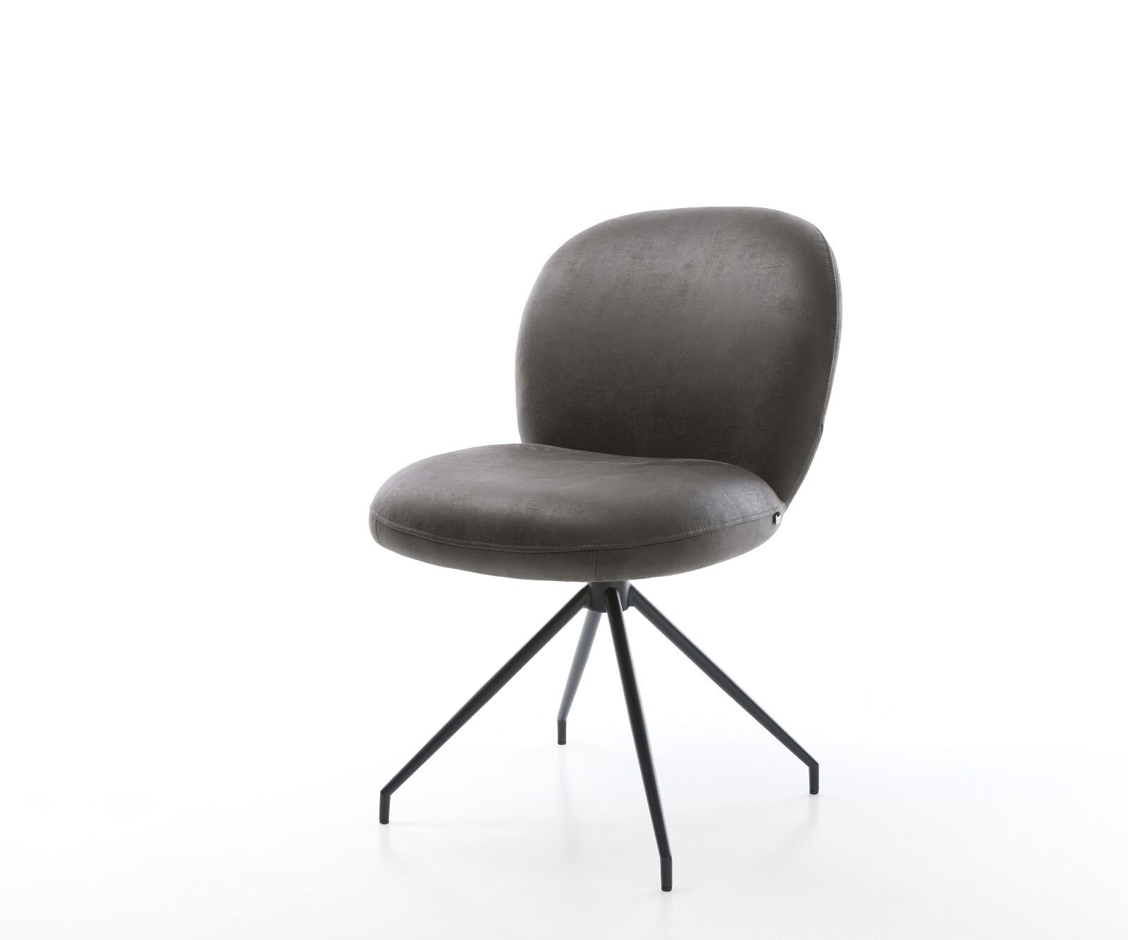 DELIFE Drehstuhl Nube-Flex Mikrofaser Anthrazit Vintage Kreuzgestell konisch Schwarz 180° drehbar Taschenfederkern, Esszimmerstühle Image