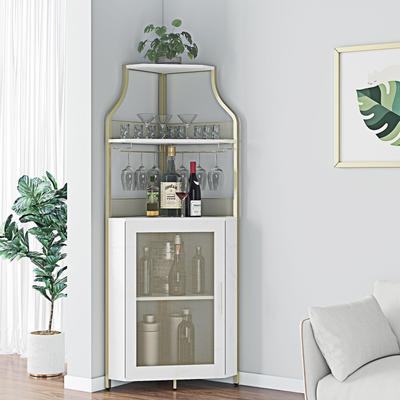 Corner Wine Bar Rack Cabinet with Detachable Wine Rack